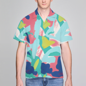 All-Over Print Men's  Lapel Collar Shirt